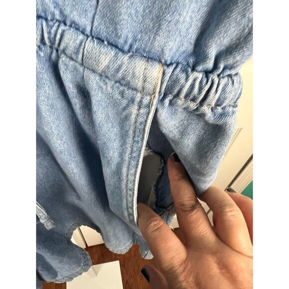 Vintage 90s Denim Short Romper Gloria Vanderbilt Size Large Petite Buttons - Picture 5 of 8
